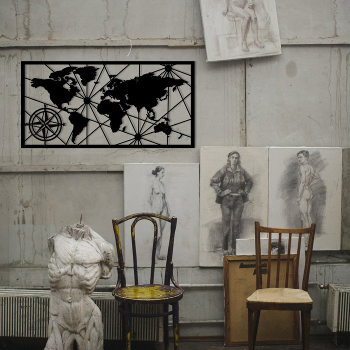 Wallity World Map Medium Metal Wall Decor
